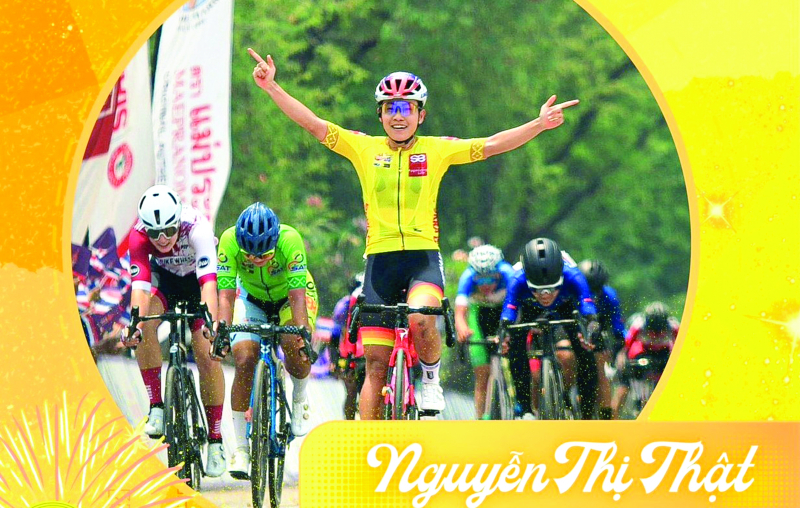 VĐV Nguyễn Thị Thật (áo vàng) về nhất chặng tại giải Tour of Thailand năm 2024